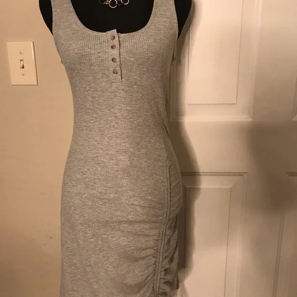 Grey Willow and Root Scrunched Ribbed T-Shirt Dress NWT - Picture 2 of 11